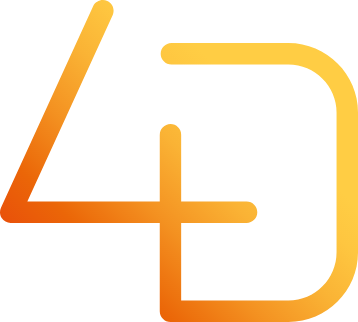 Logo da 4D Design em laranja
